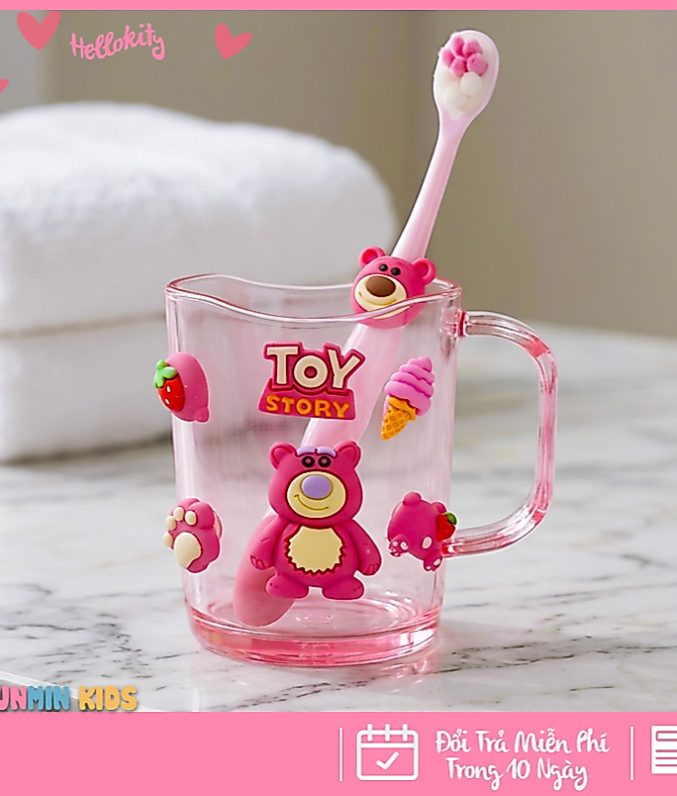 Bộ Cốc Bàn Chải Đánh Răng Trẻ Em Hình 3D Dễ Thương Cho Bé 3-10 Tuổi - Cốc Súc Miệng Kèm Bàn Chải Lông Mềm