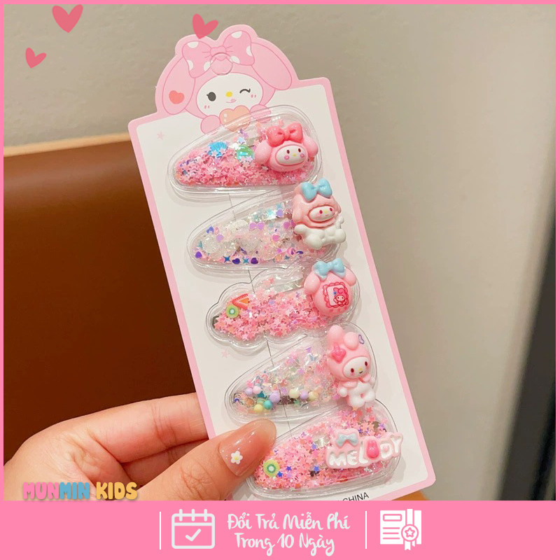 Set Kẹp Tóc Công Chúa Dễ Thương Cho Bé Gái - Xinh Xắn Mềm Mại Dễ Phối Đồ!