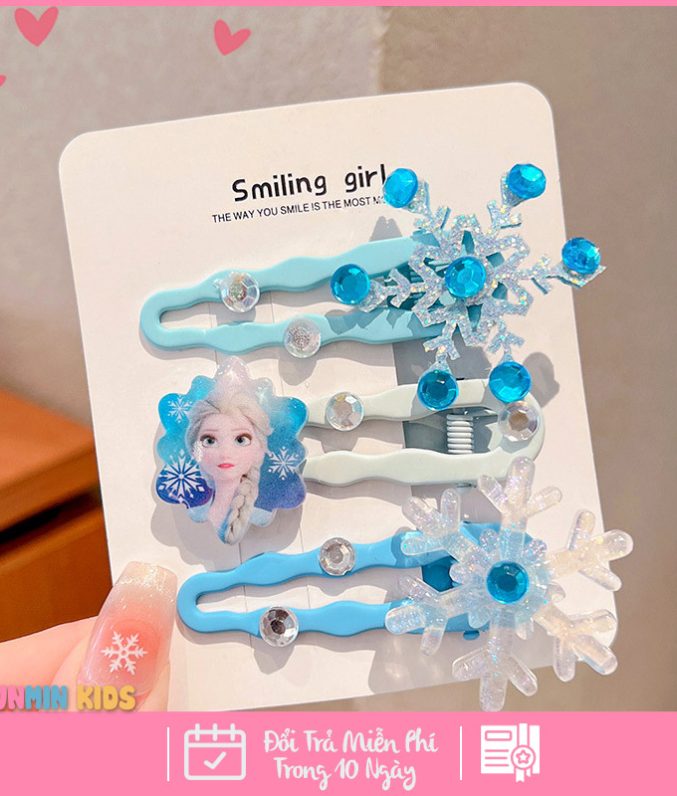 Set Kẹp Tóc Công Chúa Dễ Thương Cho Bé Gái - Xinh Xắn Mềm Mại Dễ Phối Đồ!