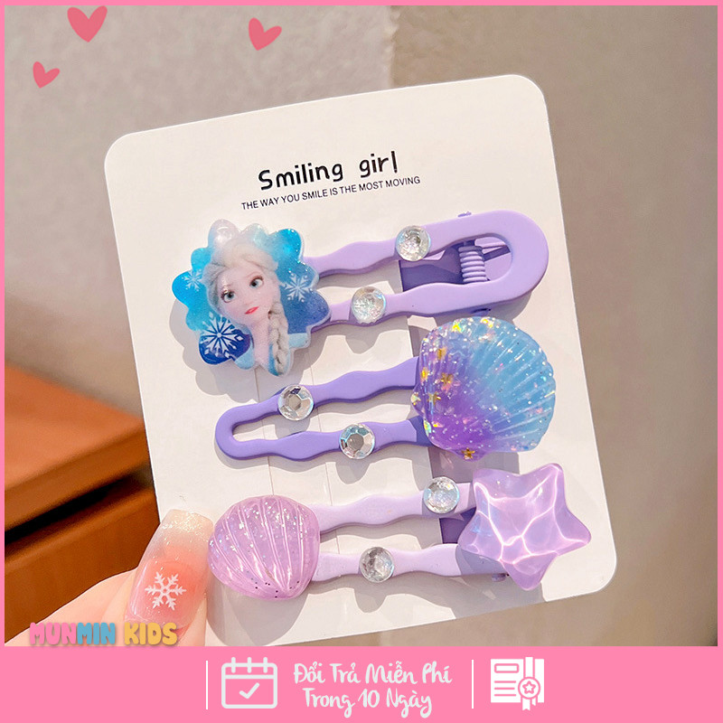 Set Kẹp Tóc Công Chúa Dễ Thương Cho Bé Gái - Xinh Xắn Mềm Mại Dễ Phối Đồ!