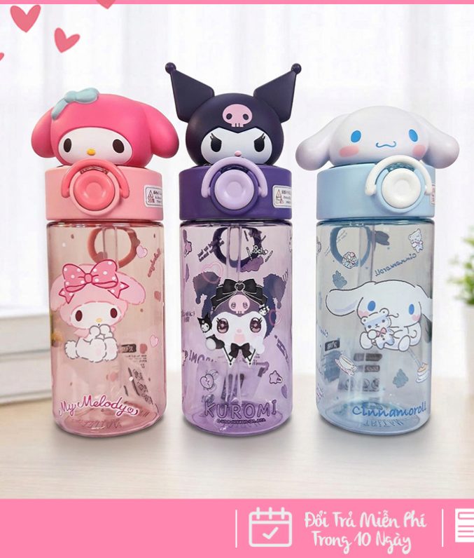 Bình Nước Học Sinh Dễ Thương Hình Nhân Vật Hoạt Hình - Bình Đựng Nước Bé Gái Đi Học Xinh Xắn