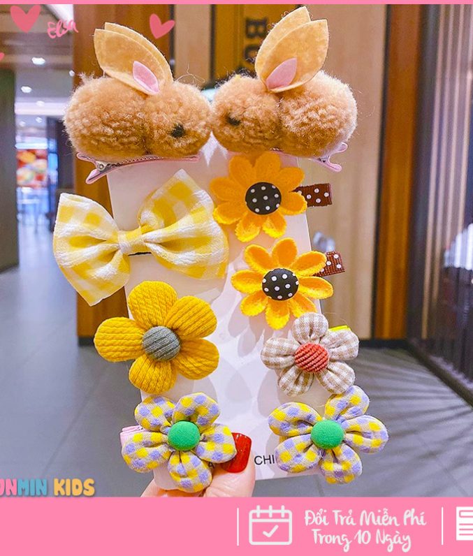 Set Kẹp Tóc Công Chúa Dễ Thương Cho Bé Gái - Xinh Xắn Mềm Mại Dễ Phối Đồ!