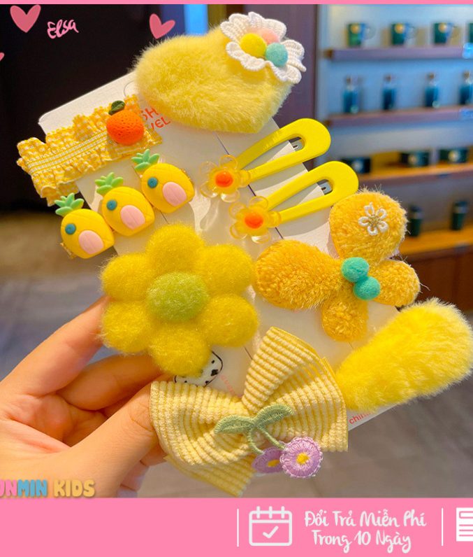 Set Kẹp Tóc Công Chúa Dễ Thương Cho Bé Gái - Xinh Xắn Mềm Mại Dễ Phối Đồ!