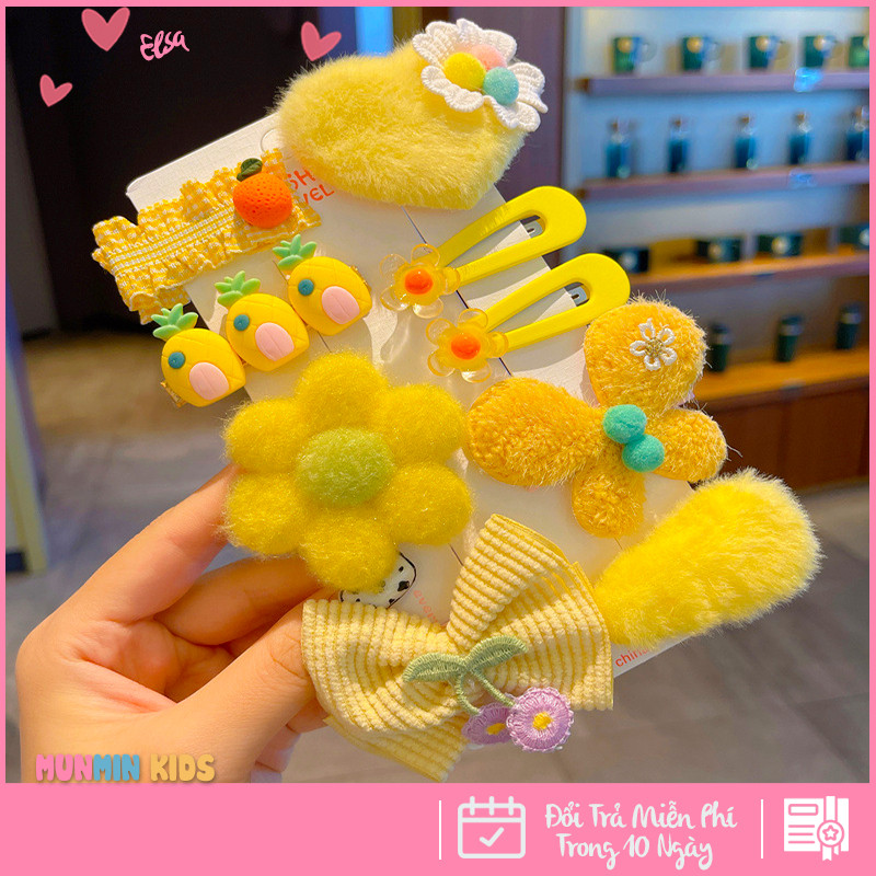 Set Kẹp Tóc Công Chúa Dễ Thương Cho Bé Gái - Xinh Xắn Mềm Mại Dễ Phối Đồ!