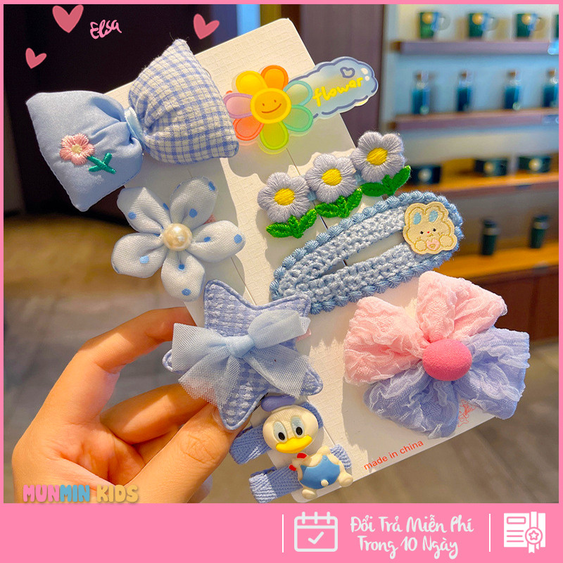 Set Kẹp Tóc Công Chúa Dễ Thương Cho Bé Gái - Xinh Xắn Mềm Mại Dễ Phối Đồ!