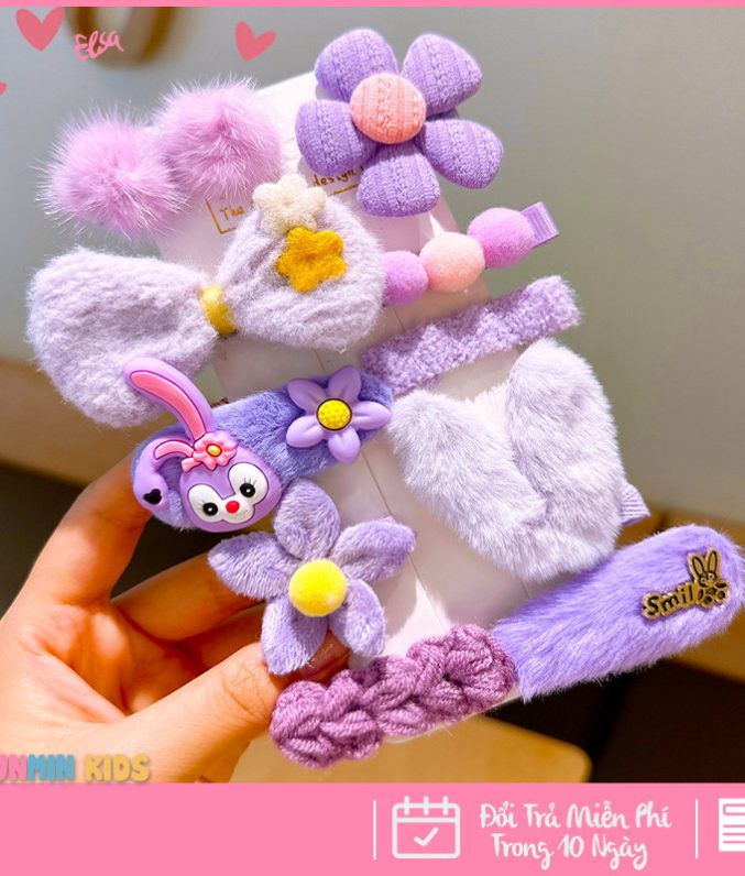 Set Kẹp Tóc Công Chúa Dễ Thương Cho Bé Gái - Xinh Xắn Mềm Mại Dễ Phối Đồ!