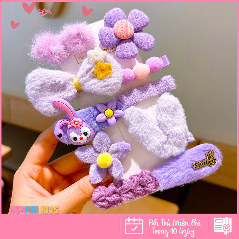 Set Kẹp Tóc Công Chúa Dễ Thương Cho Bé Gái - Xinh Xắn Mềm Mại Dễ Phối Đồ!