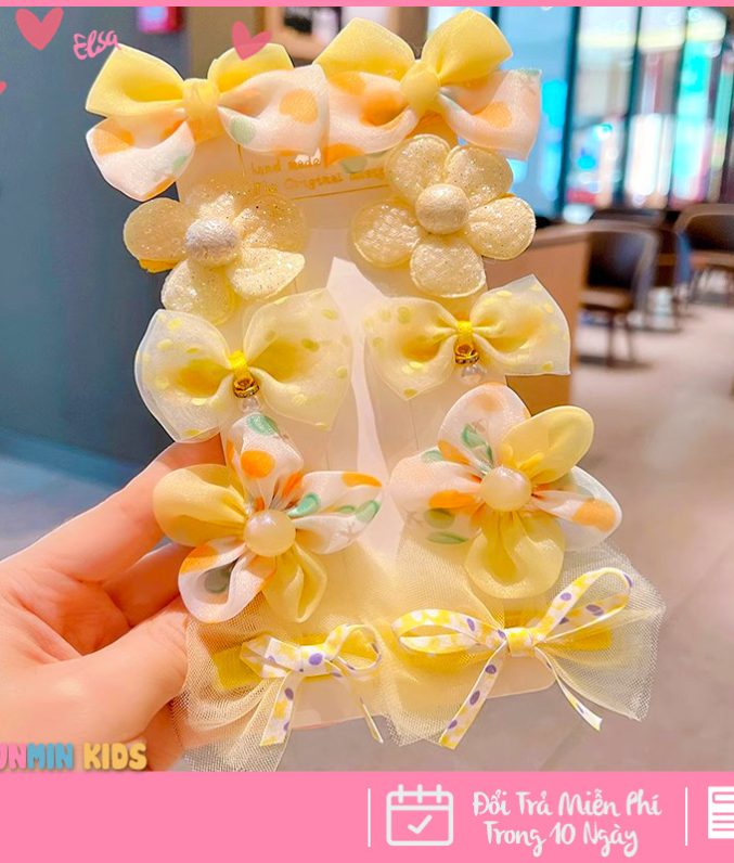 Set Kẹp Tóc Công Chúa Dễ Thương Cho Bé Gái - Xinh Xắn Mềm Mại Dễ Phối Đồ!