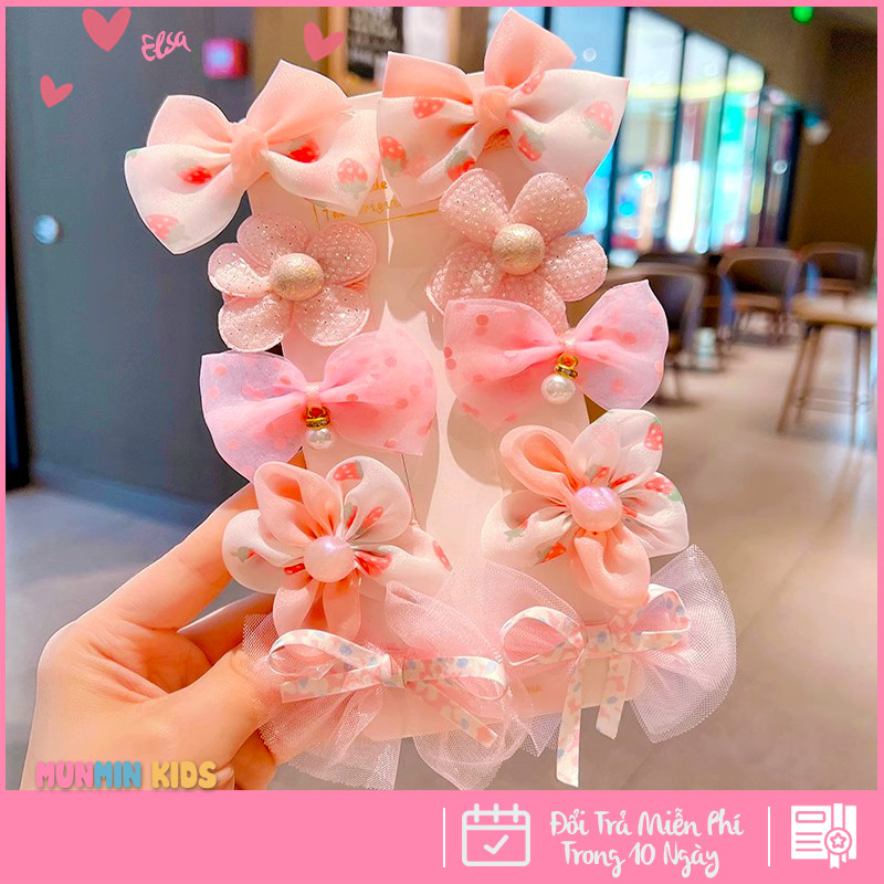 Set Kẹp Tóc Công Chúa Dễ Thương Cho Bé Gái - Xinh Xắn Mềm Mại Dễ Phối Đồ!