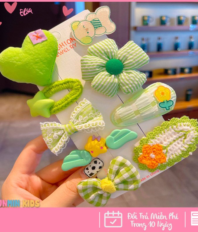 Set Kẹp Tóc Công Chúa Dễ Thương Cho Bé Gái - Xinh Xắn Mềm Mại Dễ Phối Đồ!