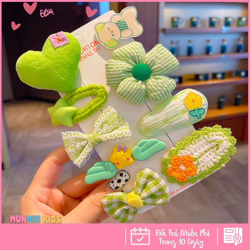 Set Kẹp Tóc Công Chúa Dễ Thương Cho Bé Gái - Xinh Xắn Mềm Mại Dễ Phối Đồ!