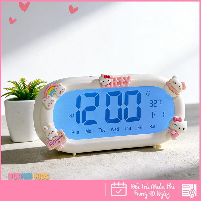 Đồng Hồ Báo Thức Để Bàn Điện Tử LED Cảm Biến Nhiệt Độ - Họa Tiết Hoạt Hình Cute Decor Bàn Học