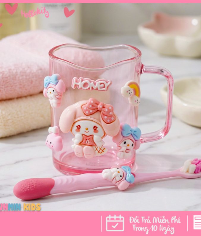 Bộ Cốc Bàn Chải Đánh Răng Trẻ Em Hình 3D Dễ Thương Cho Bé 3-10 Tuổi - Cốc Súc Miệng Kèm Bàn Chải Lông Mềm