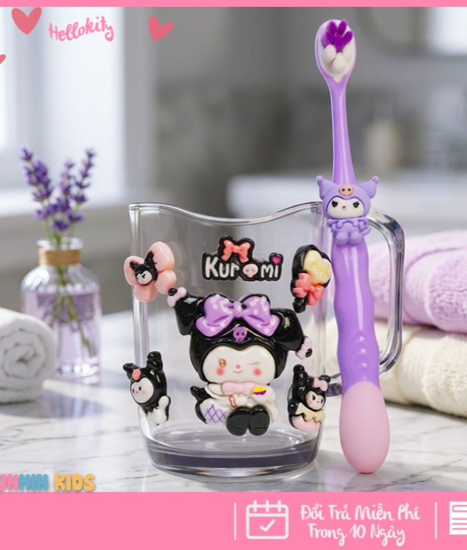 Bộ Cốc Bàn Chải Đánh Răng Trẻ Em Hình 3D Dễ Thương Cho Bé 3-10 Tuổi - Cốc Súc Miệng Kèm Bàn Chải Lông Mềm