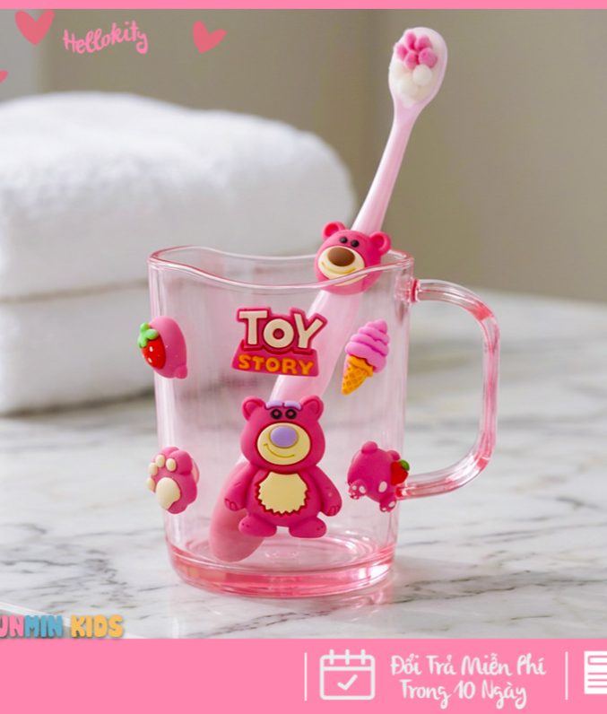 Bộ Cốc Bàn Chải Đánh Răng Trẻ Em Hình 3D Dễ Thương Cho Bé 3-10 Tuổi - Cốc Súc Miệng Kèm Bàn Chải Lông Mềm