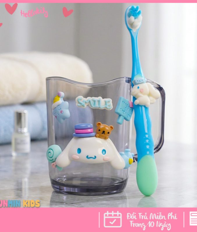 Bộ Cốc Bàn Chải Đánh Răng Trẻ Em Hình 3D Dễ Thương Cho Bé 3-10 Tuổi - Cốc Súc Miệng Kèm Bàn Chải Lông Mềm