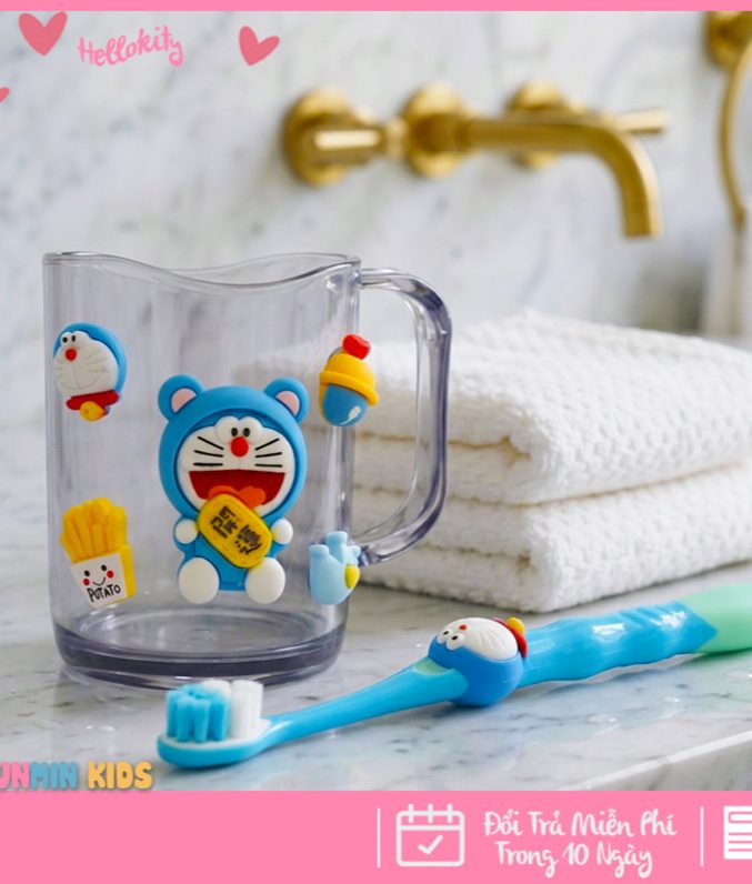 Bộ Cốc Bàn Chải Đánh Răng Trẻ Em Hình 3D Dễ Thương Cho Bé 3-10 Tuổi - Cốc Súc Miệng Kèm Bàn Chải Lông Mềm