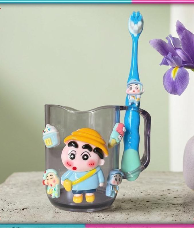 Bộ Cốc Bàn Chải Đánh Răng Trẻ Em Hình 3D Dễ Thương Cho Bé 3-10 Tuổi - Cốc Súc Miệng Kèm Bàn Chải Lông Mềm