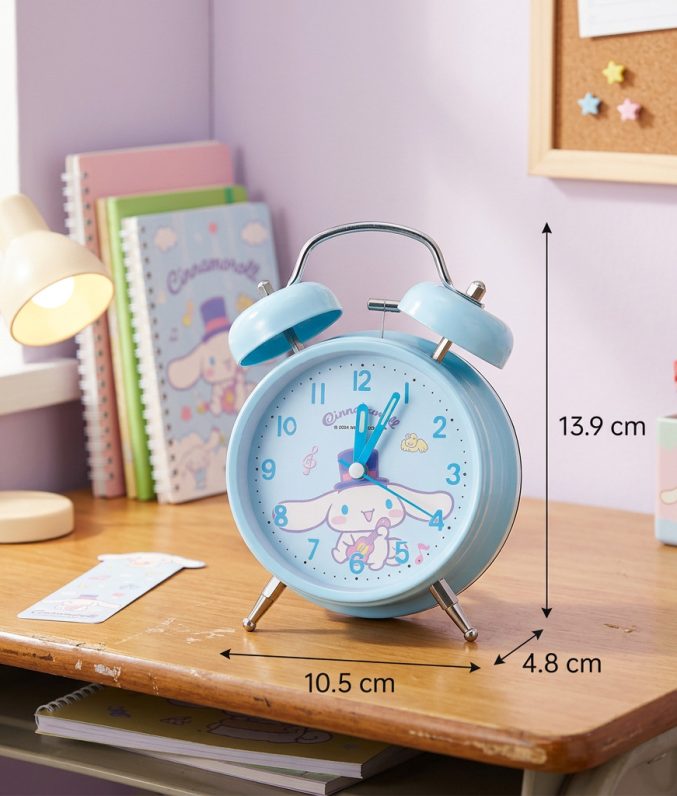 Đồng Hồ Báo Thức Để Bàn Vỏ Kim Loại - Chuông Chùm Siêu To, Kim Trôi Êm Ái, Có Đèn Ngủ Dễ Thương Cho Bé