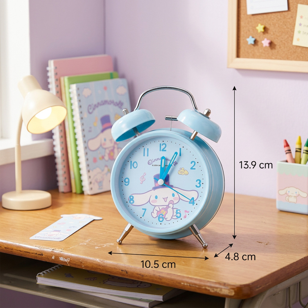 Đồng Hồ Báo Thức Để Bàn Vỏ Kim Loại - Chuông Chùm Siêu To, Kim Trôi Êm Ái, Có Đèn Ngủ Dễ Thương Cho Bé