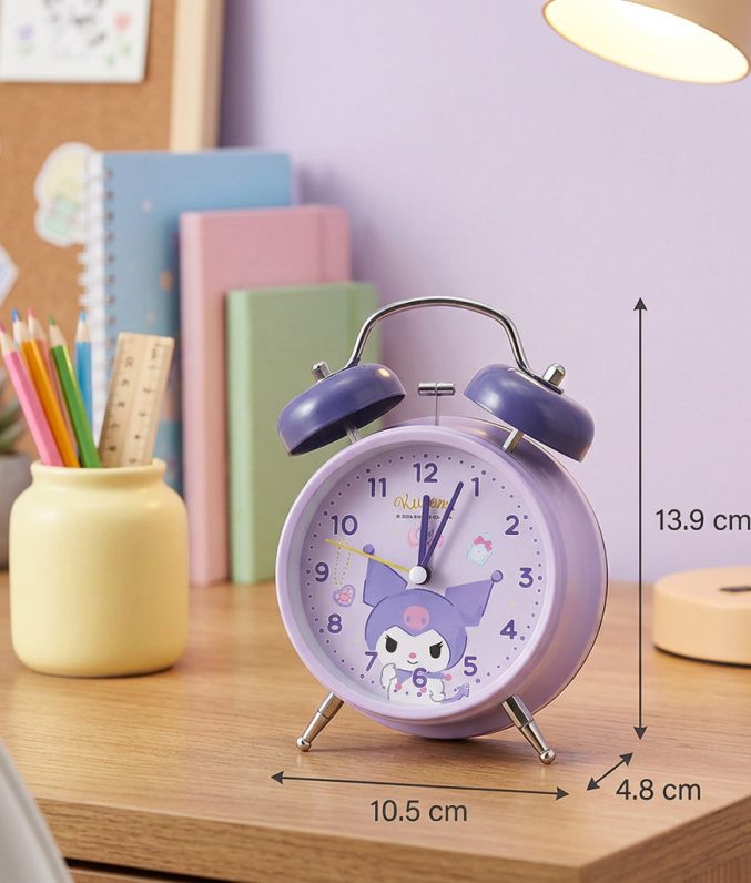 Đồng Hồ Báo Thức Để Bàn Vỏ Kim Loại - Chuông Chùm Siêu To, Kim Trôi Êm Ái, Có Đèn Ngủ Dễ Thương Cho Bé