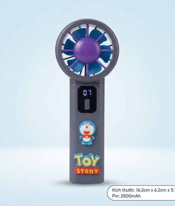 Quạt Mini Cầm Tay Sạc Điện Pin 2500mAh Phối Sticker Hoạt Hình Dễ Thương Cho Bé - MunMin Kids