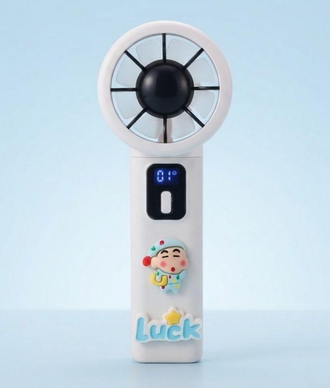 Quạt Mini Cầm Tay Sạc Điện Pin 2500mAh Phối Sticker Hoạt Hình Dễ Thương Cho Bé - MunMin Kids