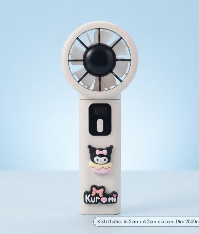 Quạt Mini Cầm Tay Sạc Điện Pin 2500mAh Phối Sticker Hoạt Hình Dễ Thương Cho Bé - MunMin Kids