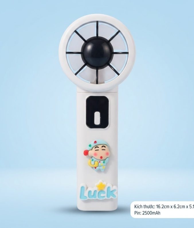 Quạt Mini Cầm Tay Sạc Điện Pin 2500mAh Phối Sticker Hoạt Hình Dễ Thương Cho Bé - MunMin Kids