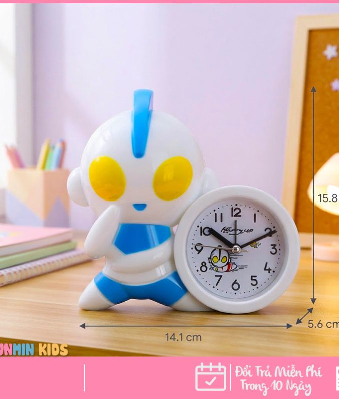 Đồng Hồ Báo Thức Hình Thú Dễ Thương Cho Bé - Thỏ Mèo Hươu Chó, Có Nhạc Đèn Ngủ Báo Lại, Chạy Êm Để Bàn Phòng Ngủ Trẻ Em