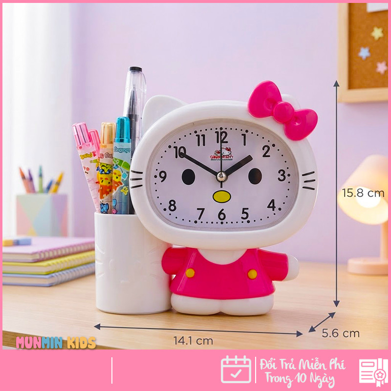 Đồng Hồ Báo Thức Hình Thú Dễ Thương Cho Bé - Thỏ Mèo Hươu Chó, Có Nhạc Đèn Ngủ Báo Lại, Chạy Êm Để Bàn Phòng Ngủ Trẻ Em
