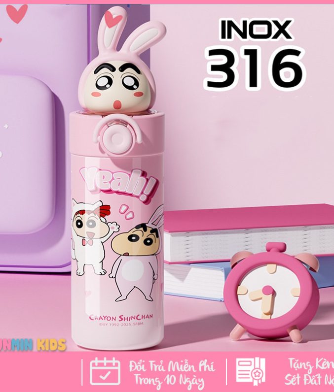 Bình Nước Học Sinh Dễ Thương Hình Nhân Vật Hoạt Hình - Bình Đựng Nước Bé Gái Đi Học Xinh Xắn